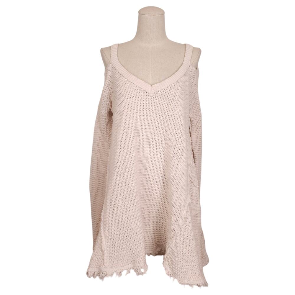 Free People Moonshine Cold Shoulder Sweater Tunic Cream Sz